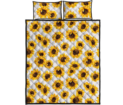 Sunflower Polka Dot Pattern Print Quilt Bed Set