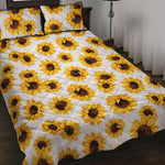 Sunflower Polka Dot Pattern Print Quilt Bed Set