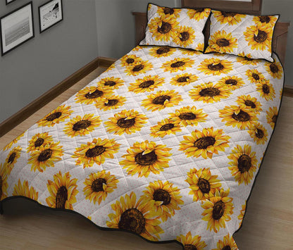 Sunflower Polka Dot Pattern Print Quilt Bed Set