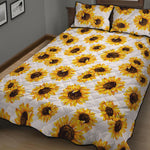 Sunflower Polka Dot Pattern Print Quilt Bed Set