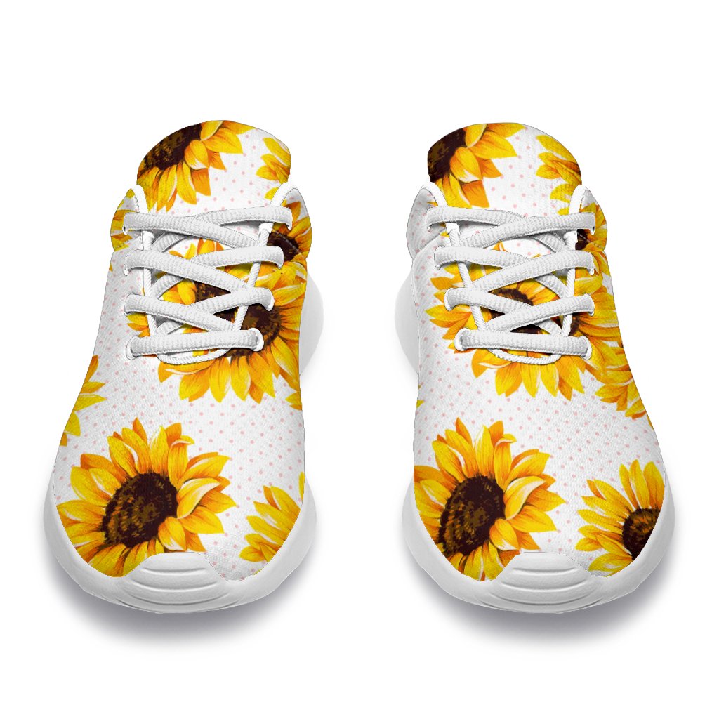 Sunflower Polka Dot Pattern Print Sport Shoes GearFrost