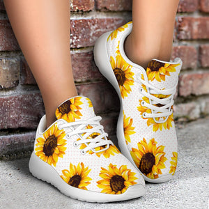 Sunflower Polka Dot Pattern Print Sport Shoes GearFrost