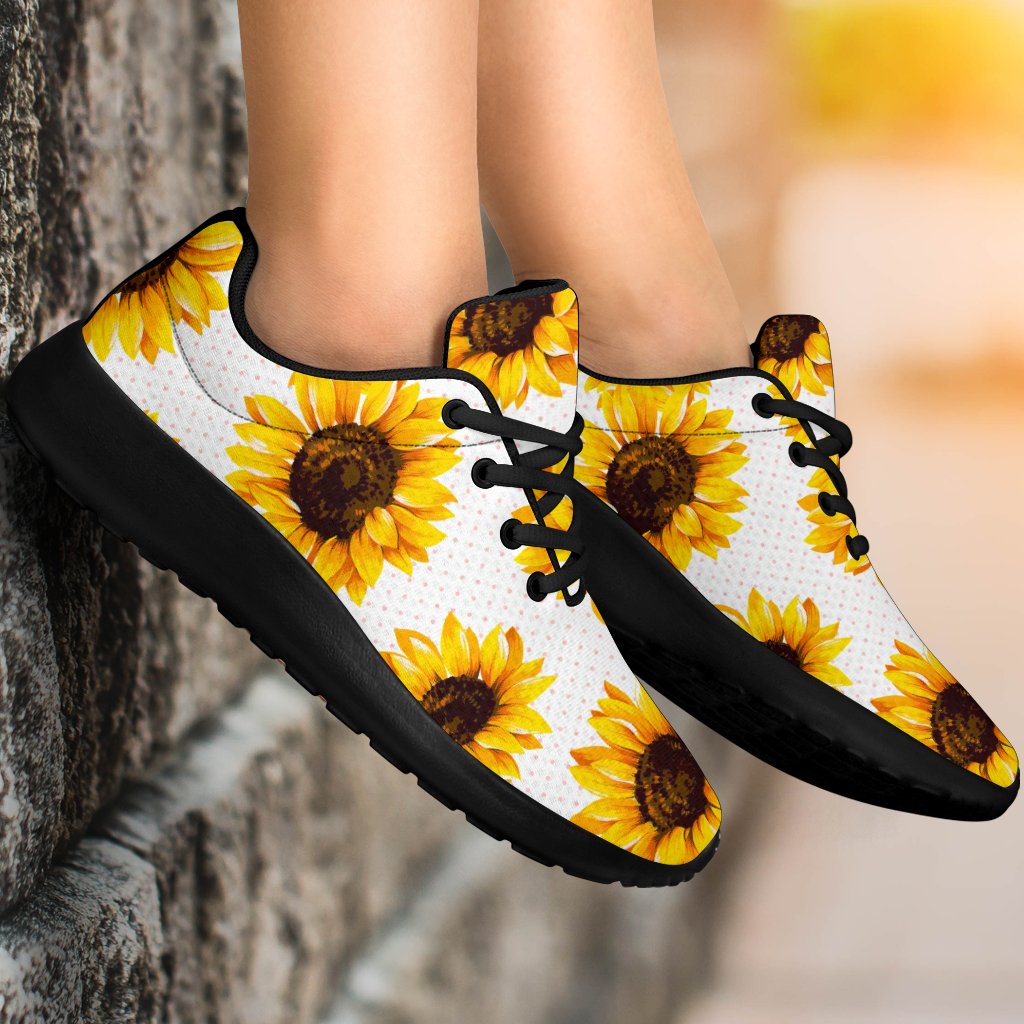 Sunflower Polka Dot Pattern Print Sport Shoes GearFrost