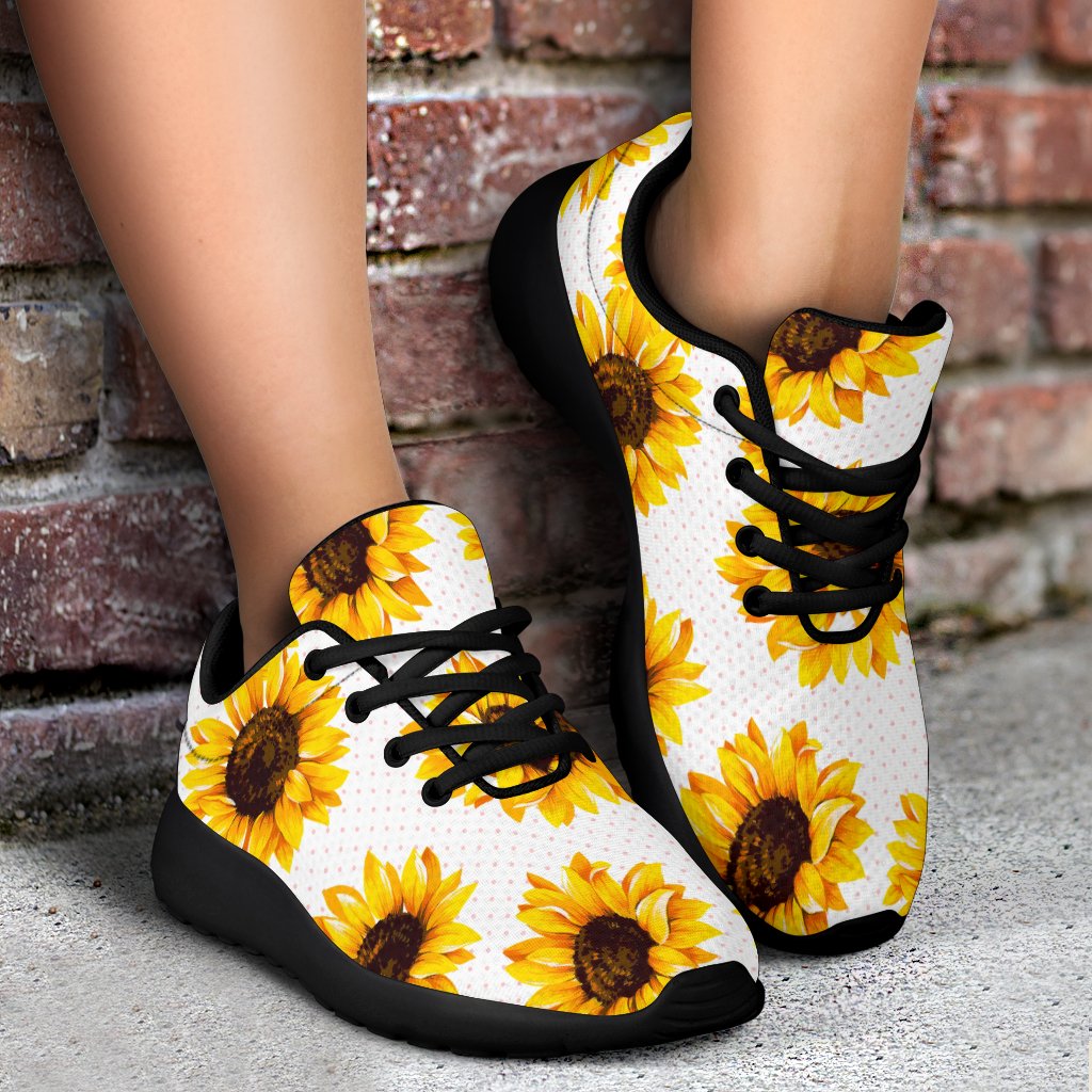 Sunflower Polka Dot Pattern Print Sport Shoes GearFrost