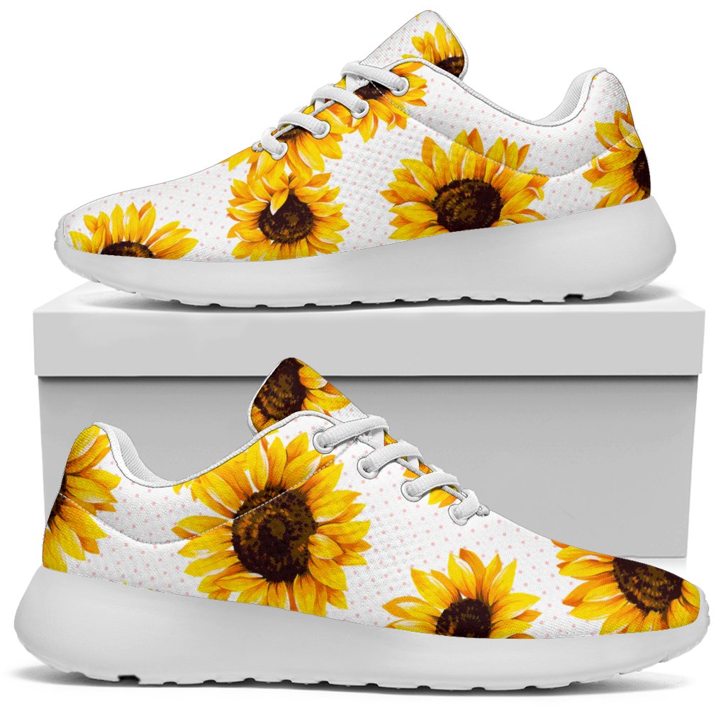 Sunflower Polka Dot Pattern Print Sport Shoes GearFrost