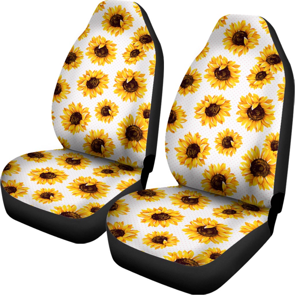 Sunflower Polka Dot Pattern Print Universal Fit Car Seat Covers