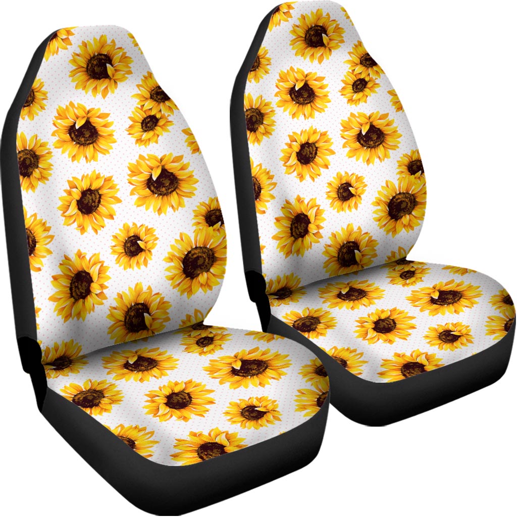 Sunflower Polka Dot Pattern Print Universal Fit Car Seat Covers