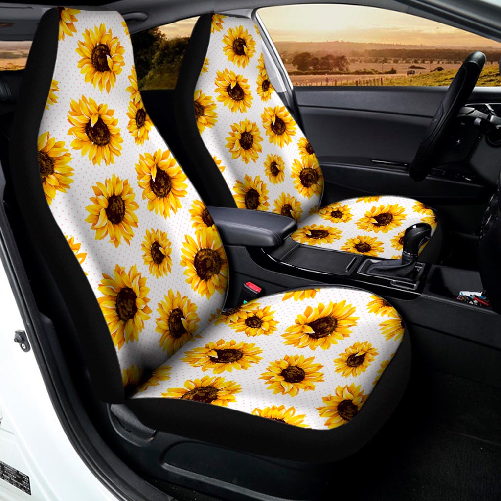 Sunflower Polka Dot Pattern Print Universal Fit Car Seat Covers