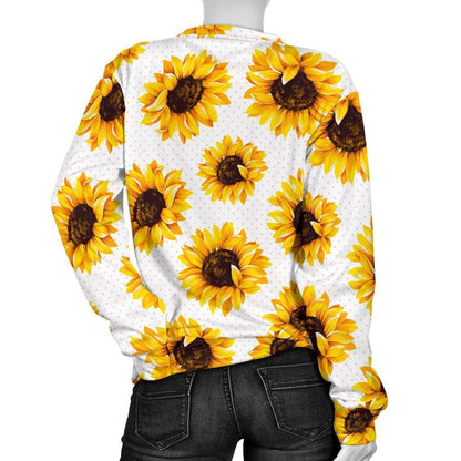 Sunflower Polka Dot Pattern Print Women's Crewneck Sweatshirt GearFrost