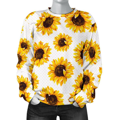 Sunflower Polka Dot Pattern Print Women's Crewneck Sweatshirt GearFrost