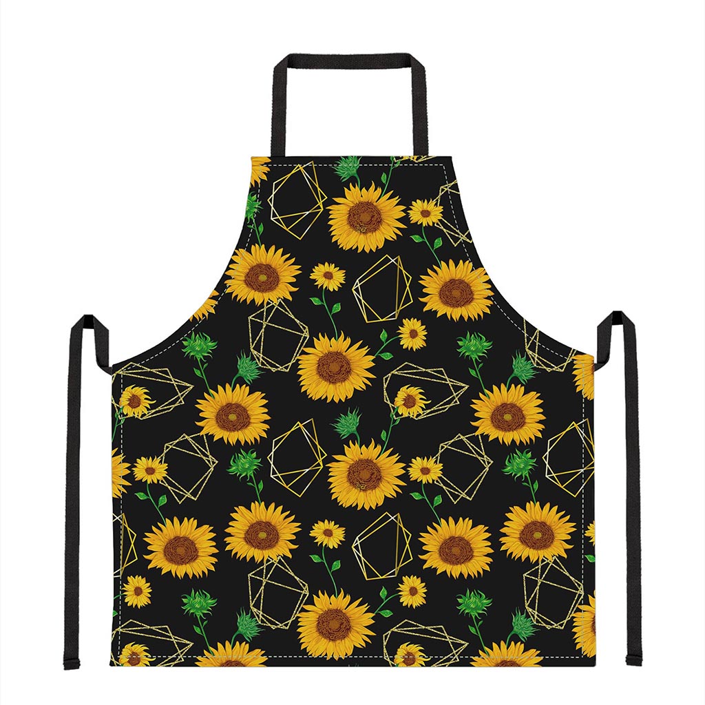 Sunflower Polygonal Pattern Print Apron