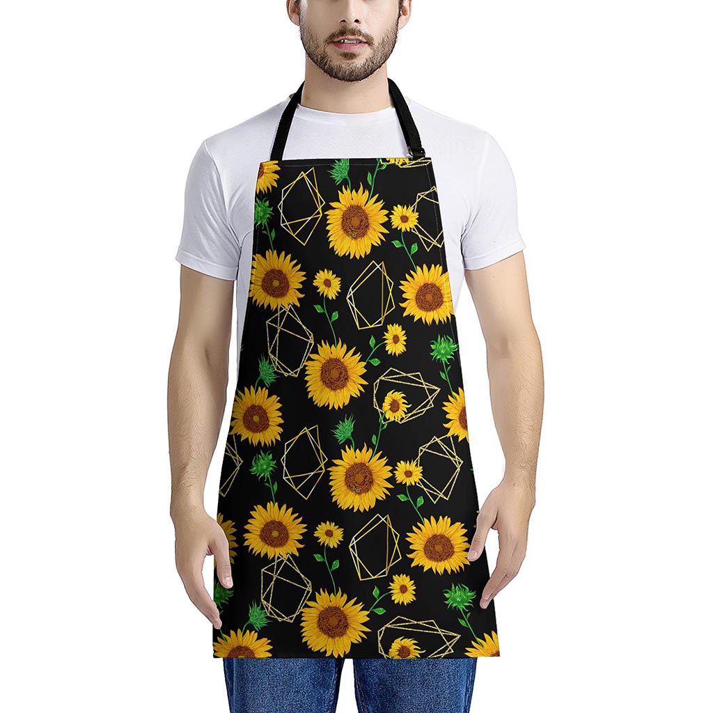 Sunflower Polygonal Pattern Print Apron