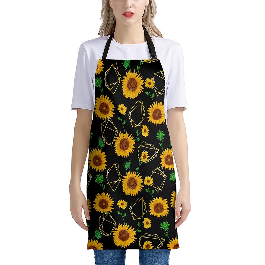 Sunflower Polygonal Pattern Print Apron