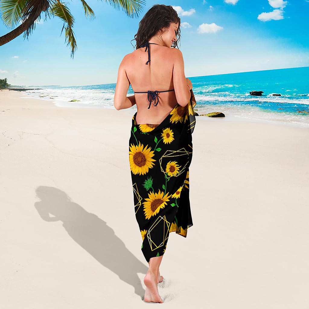 Sunflower Polygonal Pattern Print Beach Sarong Wrap