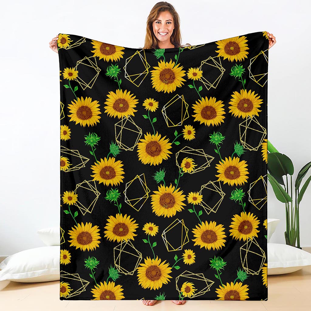 Sunflower Polygonal Pattern Print Blanket