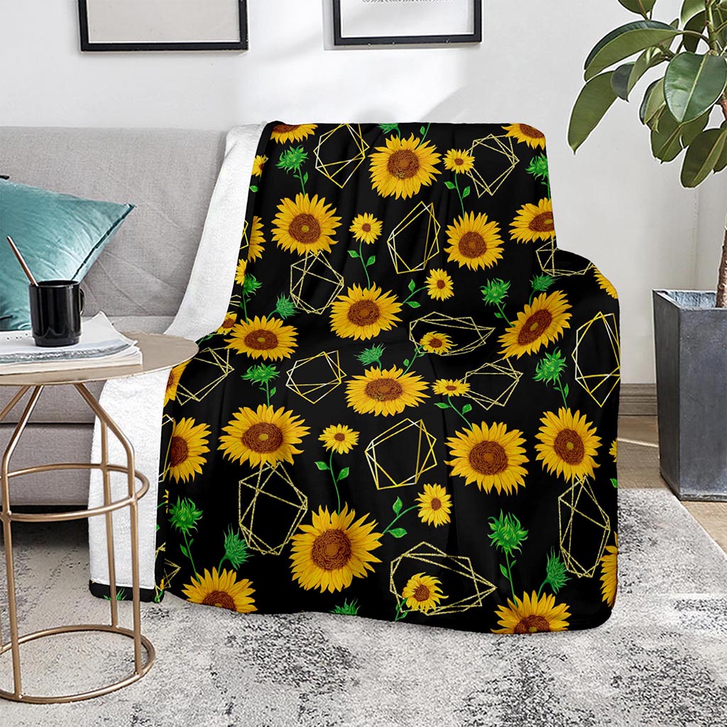 Sunflower Polygonal Pattern Print Blanket
