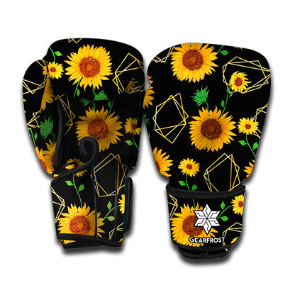 Sunflower Polygonal Pattern Print Boxing Gloves