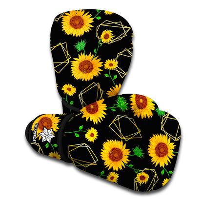Sunflower Polygonal Pattern Print Boxing Gloves