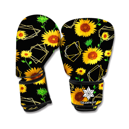 Sunflower Polygonal Pattern Print Boxing Gloves