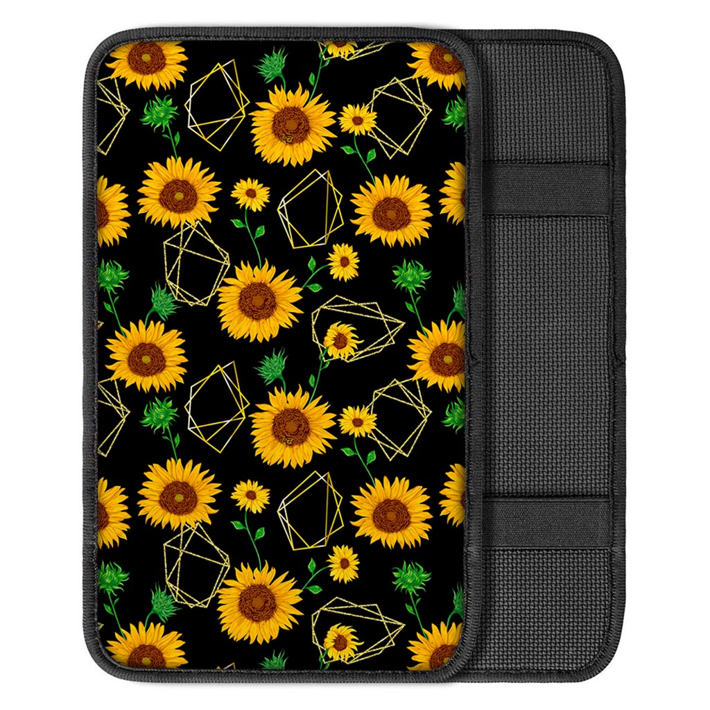 Sunflower Polygonal Pattern Print Car Center Console Cover