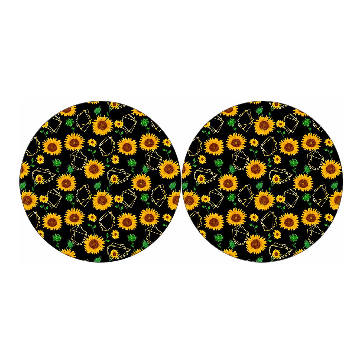 Sunflower Polygonal Pattern Print Car Coasters