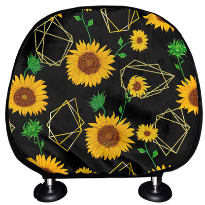 Sunflower Polygonal Pattern Print Car Headrest Covers
