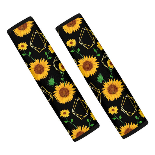 Sunflower Polygonal Pattern Print Car Seat Belt Covers