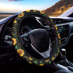 Sunflower Polygonal Pattern Print Car Steering Wheel Cover