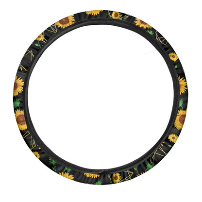 Sunflower Polygonal Pattern Print Car Steering Wheel Cover