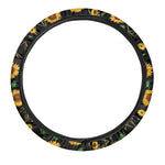 Sunflower Polygonal Pattern Print Car Steering Wheel Cover