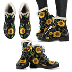 Sunflower Polygonal Pattern Print Comfy Boots GearFrost