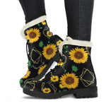 Sunflower Polygonal Pattern Print Comfy Boots GearFrost
