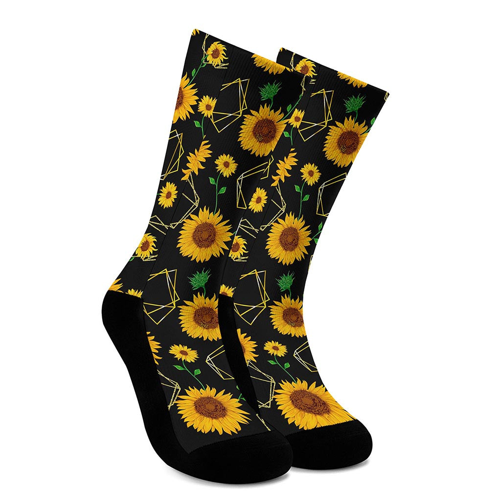 Sunflower Polygonal Pattern Print Crew Socks