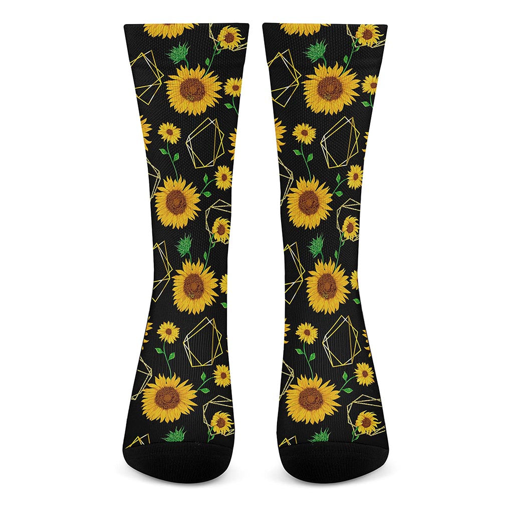 Sunflower Polygonal Pattern Print Crew Socks