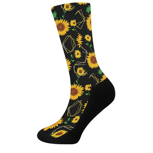 Sunflower Polygonal Pattern Print Crew Socks