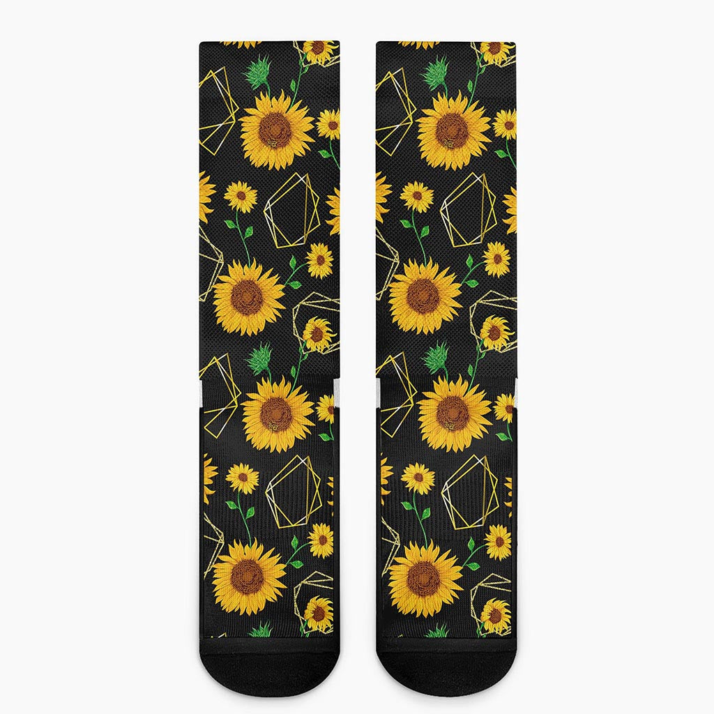 Sunflower Polygonal Pattern Print Crew Socks