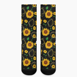 Sunflower Polygonal Pattern Print Crew Socks