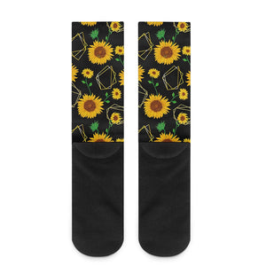 Sunflower Polygonal Pattern Print Crew Socks