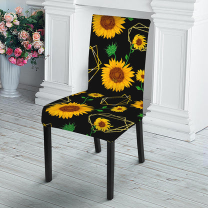 Sunflower Polygonal Pattern Print Dining Chair Slipcover