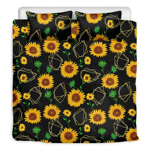 Sunflower Polygonal Pattern Print Duvet Cover Bedding Set
