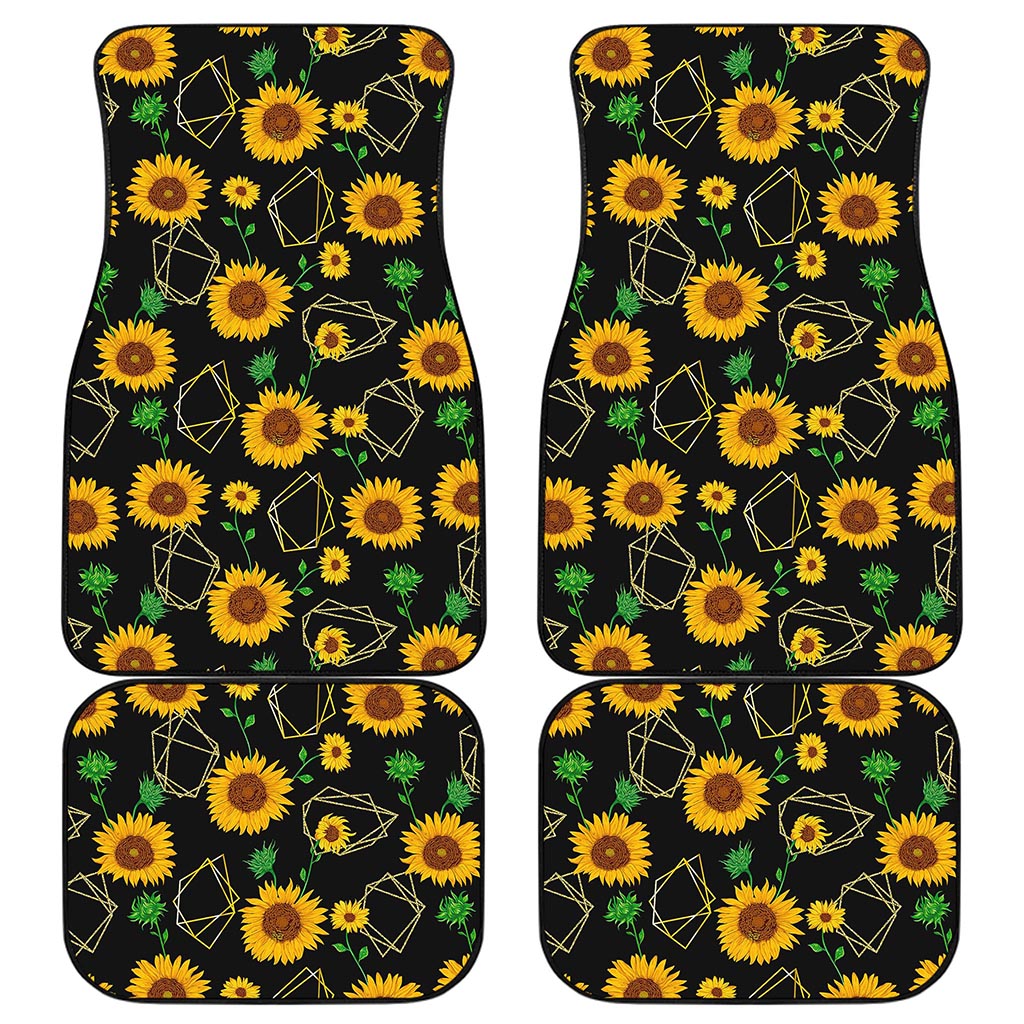 Sunflower Polygonal Pattern Print Front and Back Car Floor Mats
