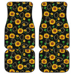 Sunflower Polygonal Pattern Print Front and Back Car Floor Mats