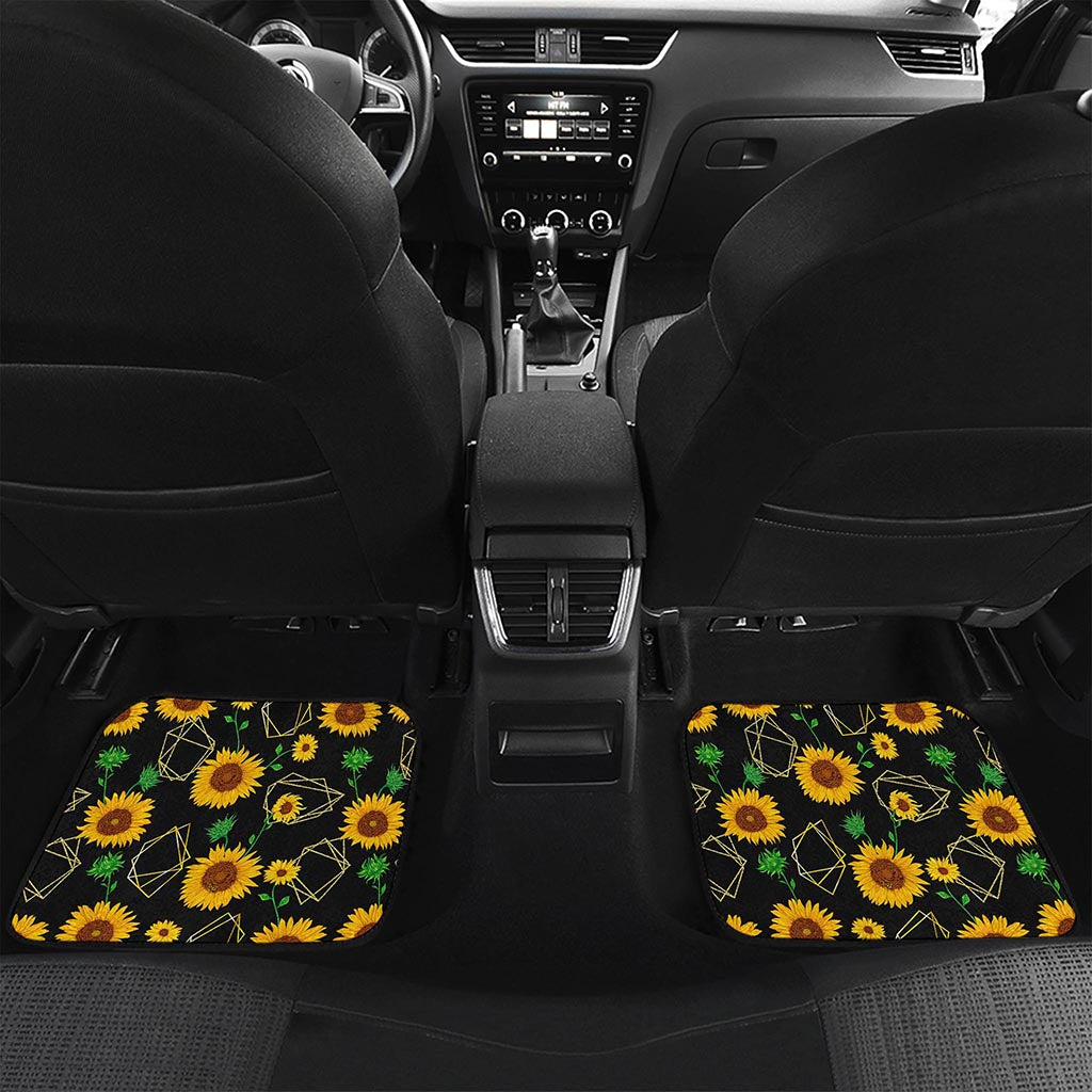 Sunflower Polygonal Pattern Print Front and Back Car Floor Mats