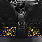 Sunflower Polygonal Pattern Print Front and Back Car Floor Mats