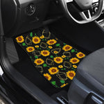 Sunflower Polygonal Pattern Print Front and Back Car Floor Mats