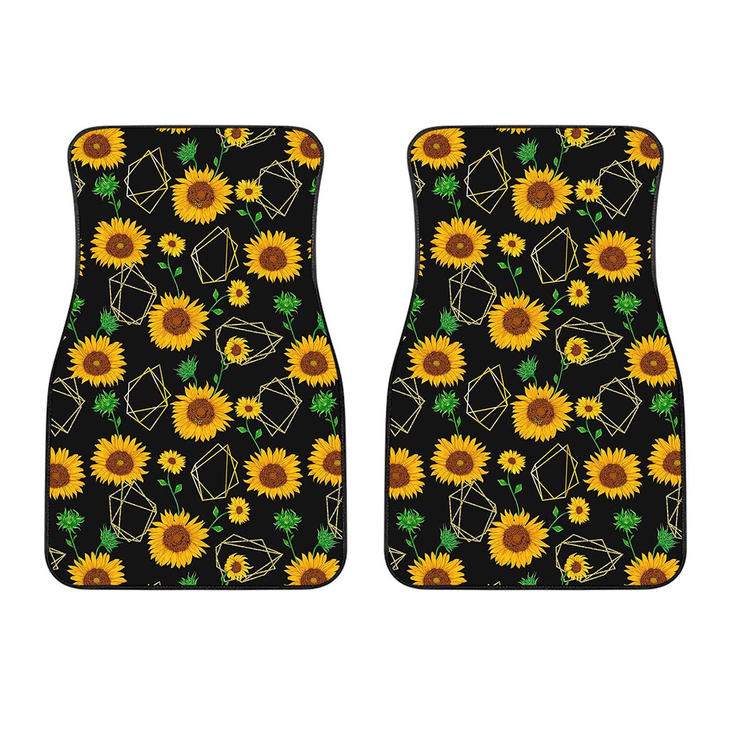 Sunflower Polygonal Pattern Print Front Car Floor Mats