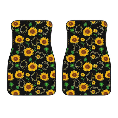 Sunflower Polygonal Pattern Print Front Car Floor Mats