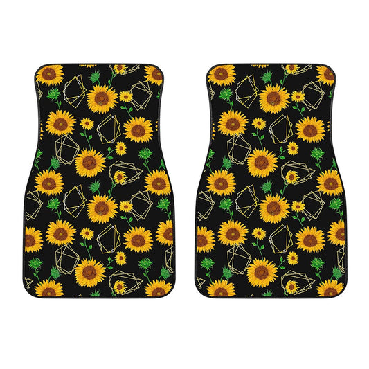 Sunflower Polygonal Pattern Print Front Car Floor Mats