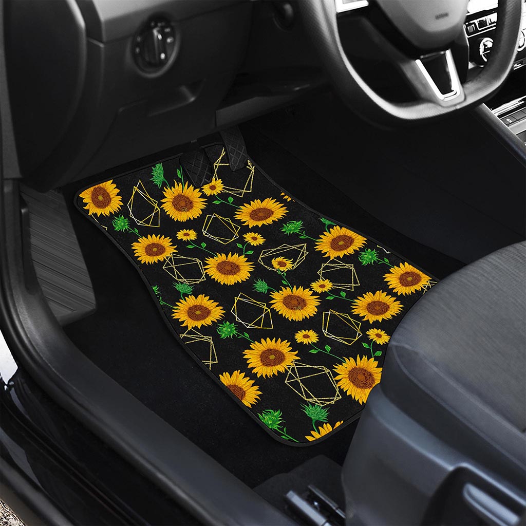 Sunflower Polygonal Pattern Print Front Car Floor Mats