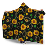 Sunflower Polygonal Pattern Print Hooded Blanket